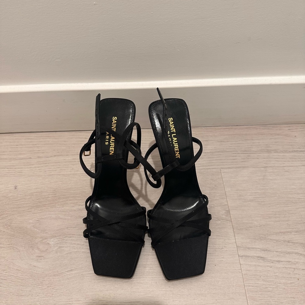 Saint Laurent Black Strappy Women's Heels